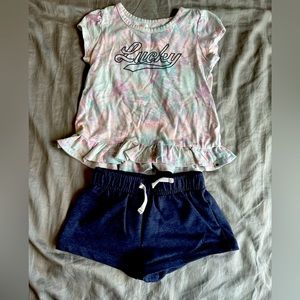 Lucky Brand girls Size 4T short and T-shirt set.